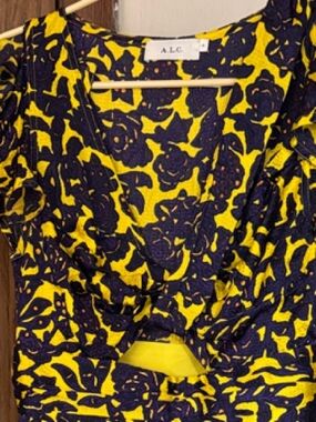 A.L.C. Yellow & Navy Floral silk long dress